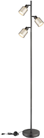 Globo Lighting Floor Lamp Height 161cm with Lamp Bulb Base E14 Grey