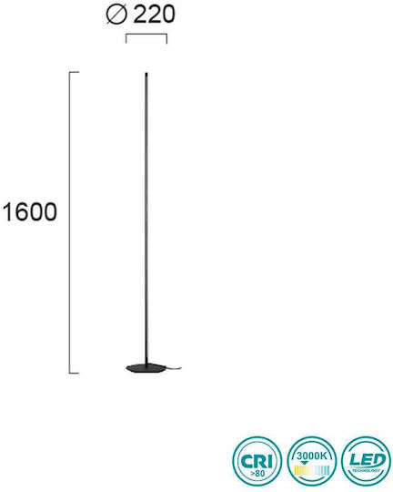Viokef LED Floor Lamp H160xW22cm. with Warm White Light 960lm Black