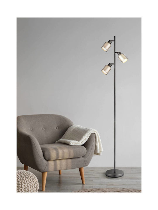 Globo Lighting Floor Lamp Height 161cm with Lamp Bulb Base E14 Grey