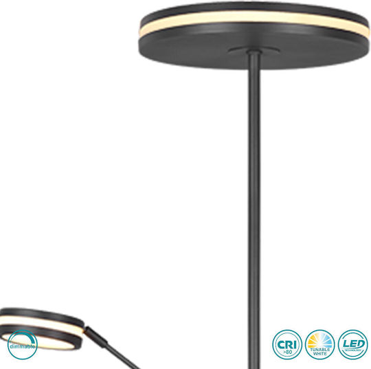 Trio Lighting Franklin LED Φωτιστικό Δαπέδου Υ181xΜ35.2εκ. με Ρυθμιζόμενο Λευκό Φως 4100lm Μαύρο