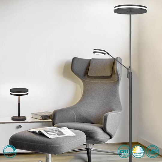 Trio Lighting Franklin LED Φωτιστικό Δαπέδου Υ181xΜ35.2εκ. με Ρυθμιζόμενο Λευκό Φως 4100lm Μαύρο