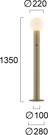 Viokef Ratu LED Floor Lamp H135xL220cm with Warm White Light 1691lm Gold