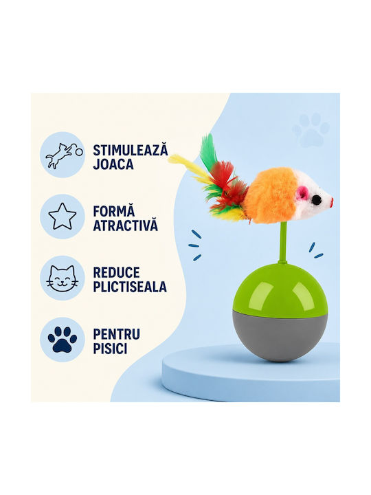 Интерактивна Котешка Играчка Мишка Люлееща Се Основа Зелена