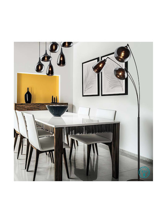 Trio Lighting Lumina Lampa de podea Î200xL72cm. cu Soclu pentru Bec E14 Negru