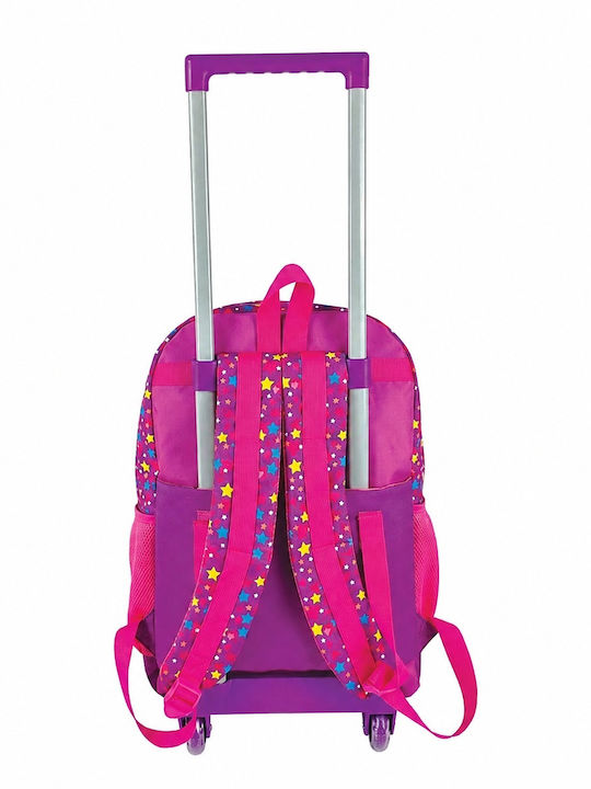 Velve Ghiozdan Școlar Troler Cu Husă Pentru Sticlă De Apă Roz 32 X 16.5 X 45 Cm