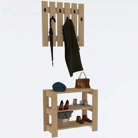 Ideal Homs Flurmöbel & Aufbewahrung mit Kleiderständer & Schuhregal Eichenfarbe 69.8x33.6x60cm