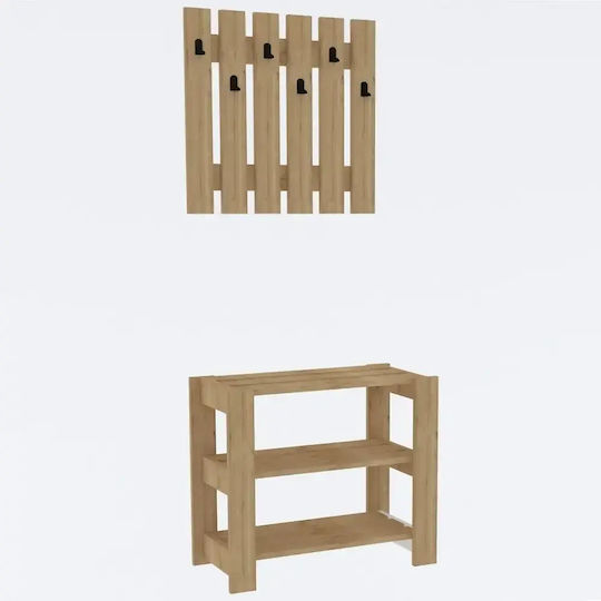 Mobilier de Hol cu Suport pentru Haine și Suport pentru Pantofi Culoare Stejar 69.8x33.6x60cm