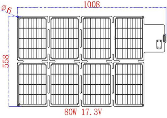 Helios Αναδιπλούμενο Ηλιακό Panel Φορτιστής 80W Φορητών Συσκευών ETFE-80W