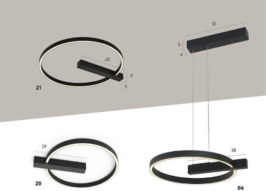 Luma LED Κρεμαστό Φωτιστικό Μαύρο 46x46εκ.