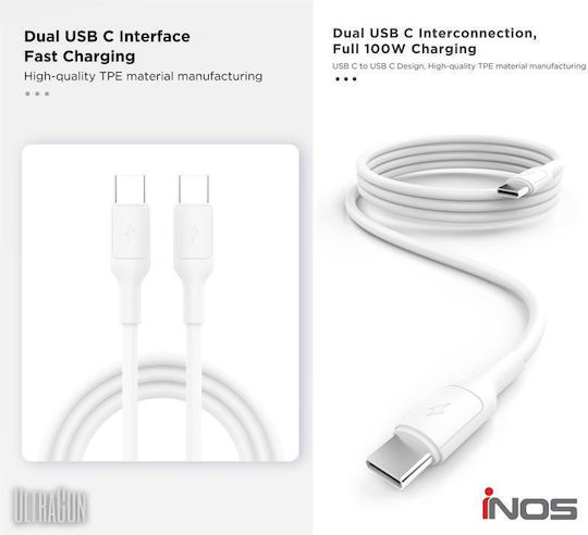iNOS USB 2.0 Cable USB-C male - USB-C 100W Λευκό 1m
