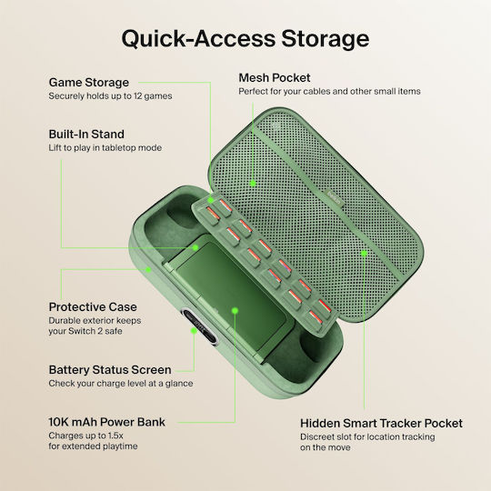 Belkin Калъф за носене за конзола Switch 2 Зелен