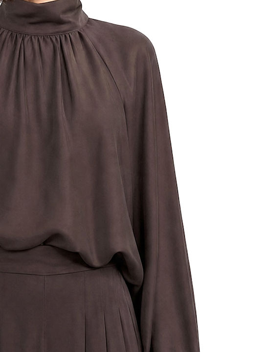 Damen Langärmlige Braun Tunika