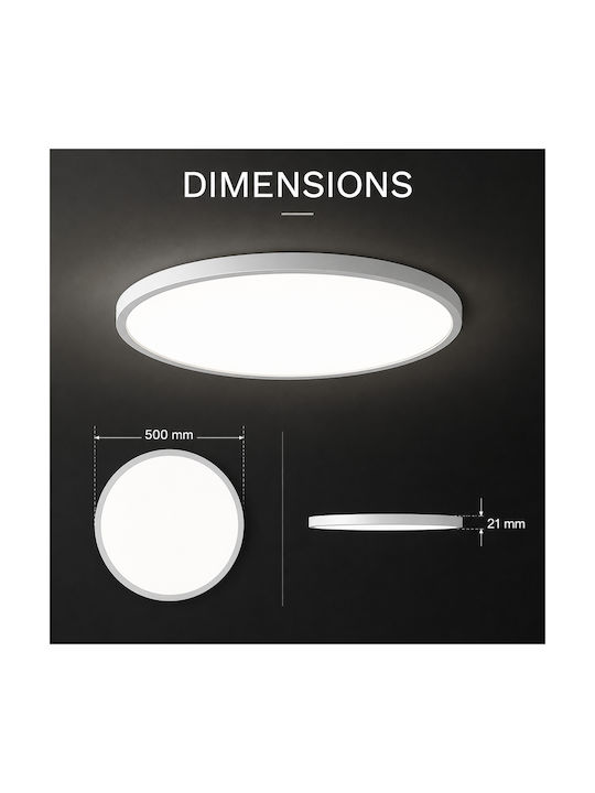 Jiju Plafonieră de Tavan pentru Baie 50cm Transparentă cu LED Integrat