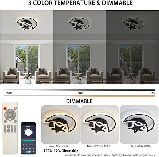 Lightplanet Smart Ceiling Mount Light Black with Integrated LED