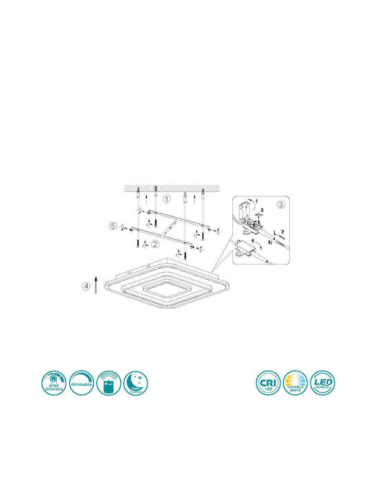 Trio Lighting Таванно осветление 39.5бр Бяла с Вграден LED и Дистанционно Управление