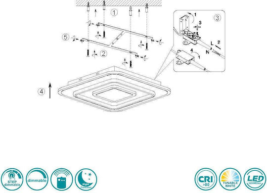 Trio Lighting Ceiling Mount Light 39.5cm White with Integrated LED and Remote Control