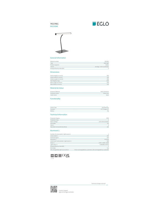 Φωτιστικο Επιτραπεζιο Riccione Led 5w Cct 30x19x39.5cm Ν 901981