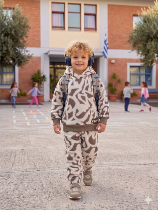 Kids Sweatpants Set With Top Beige