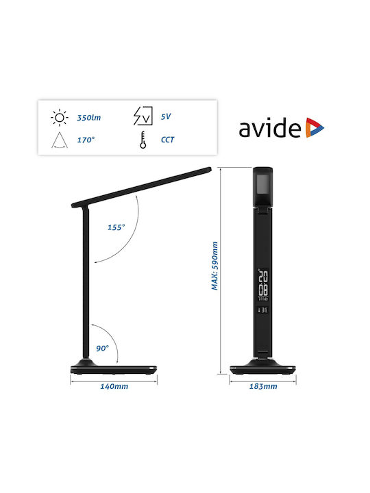 Avide ABLDL-OLC-6W-BL LED Schreibtischlampe faltbar in Schwarz Farbe