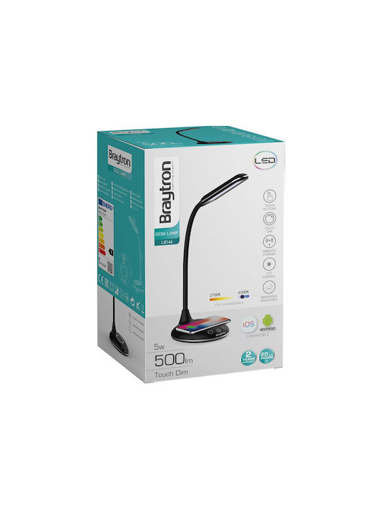 Braytron LED Schreibtischlampe mit flexiblem Arm in Schwarz Farbe