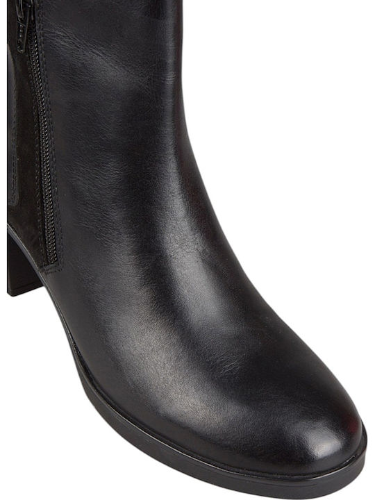 Leder Damen Stiefeletten Schwarz