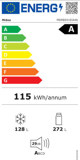 Midea Ψυγειοκαταψύκτης 400lt Total NoFrost Υ201.4xΠ59.5xΒ67εκ. MDRB541EIA46