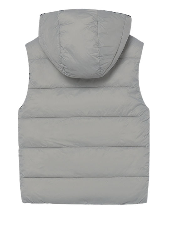 Kids Casual Sleeveless Short Hooded Jacket Anthracite