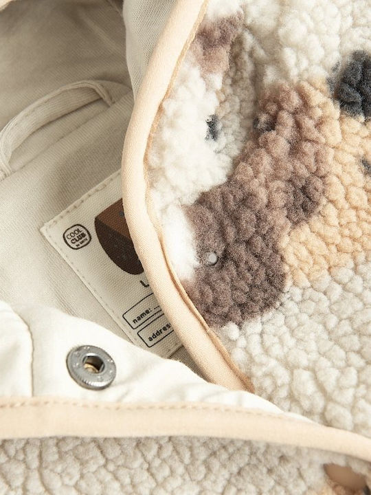Kids Casual Short Coat with Hood Beige
