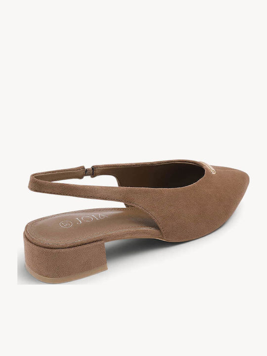 Beige Slingback Ballerinas Minimal Metallic Element