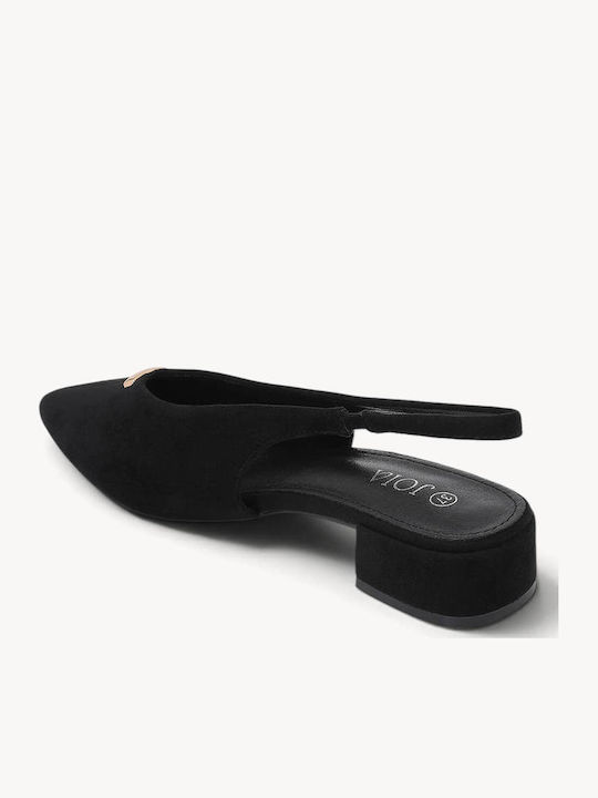Schwarze Slingback Damen Ballerinas Minimal Mit Metallischem Element
