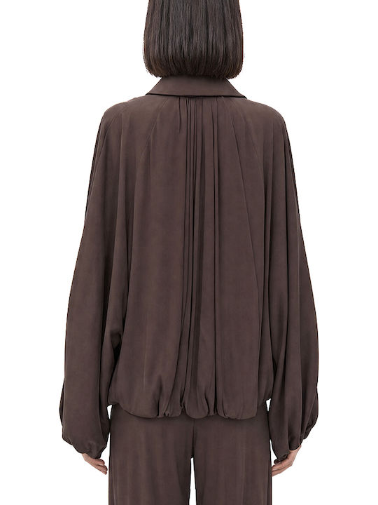 Langes Damenjacke für Winter Braun