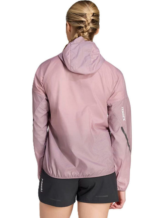 adidas Terrex Xperior Дамско Яке за Пешеходен Туризъм Ветроустойчиво Magic Mauve/black