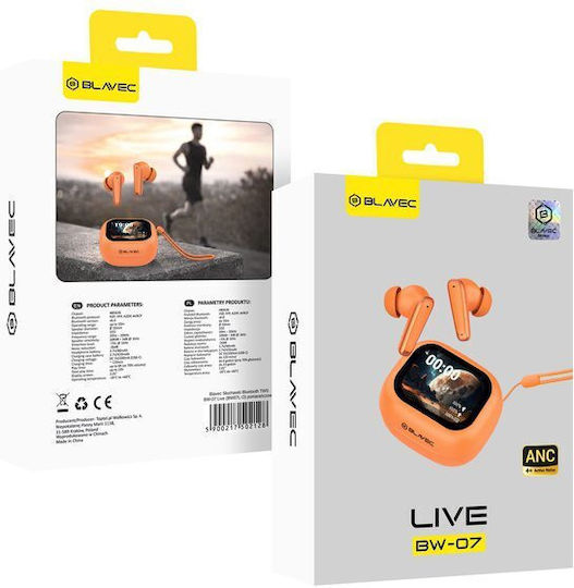 Blavec BW-07 Live In-ear Bluetooth Handsfree Headphones with Charging Case Orange