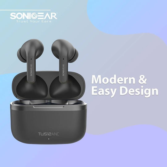 Sonic Gear TWS12ANCB In-ear Bluetooth Handsfree Ακουστικά με Θήκη Φόρτισης Μαύρα