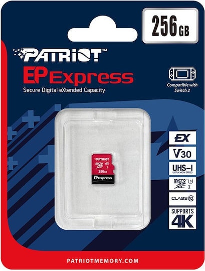Patriot SDXC 256GB U3 V30 UHS-I 800MB/s PEF256GEPEXMCX