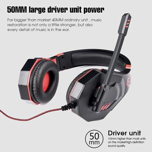 Ovleng OV-P30 Over Ear Gaming Headset cu conexiune 3,5mm Black / Red