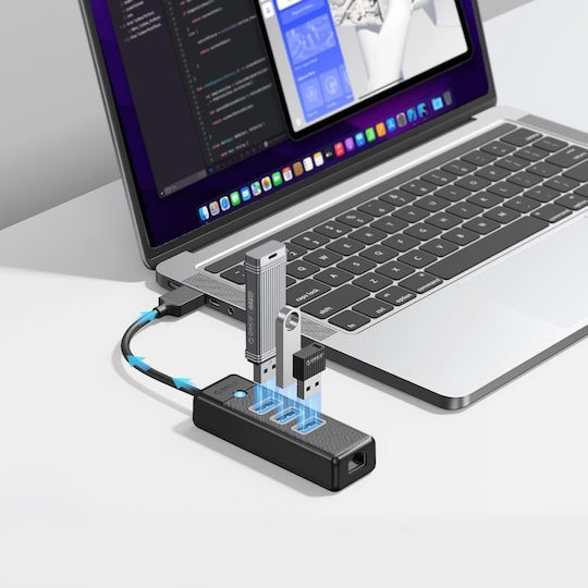 Orico Hub 4 Ports with USB-A / Ethernet Connection
