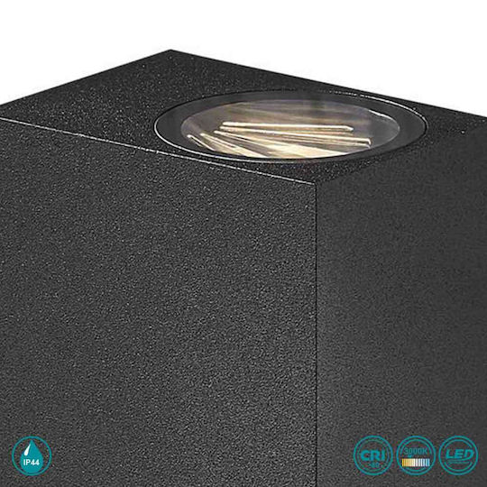 Nordlux Asbol Kubi Spot de exterior montat pe perete LED IP44 6.5W Dublu Fascicul 9.5x6.7x15εκ.