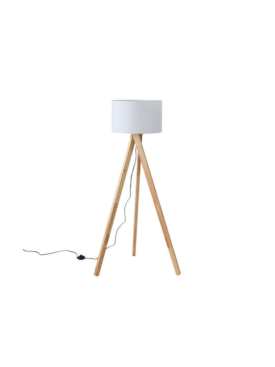 Eurolamp Madera Подова Лампа В145xД45см. с Цокъл за Крушка E27 Бял