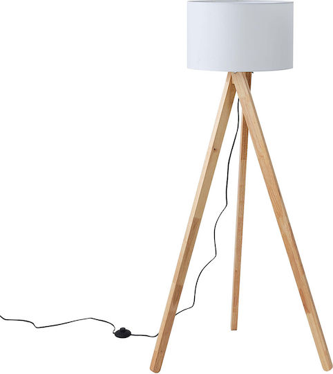 Eurolamp Madera Подова Лампа В145xД45см. с Цокъл за Крушка E27 Бял