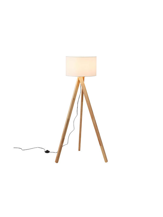 Eurolamp Madera Подова Лампа В145xД45см. с Цокъл за Крушка E27 Бял