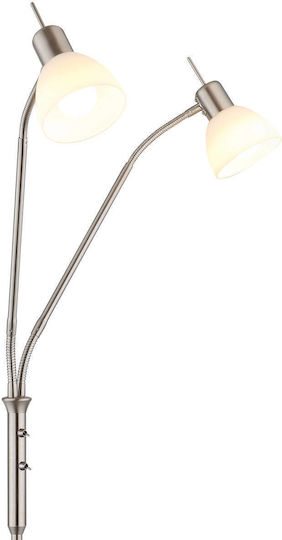 Globo Lighting Floor Lamp H152xW55cm with E14 Lamp Bulb Base Silver