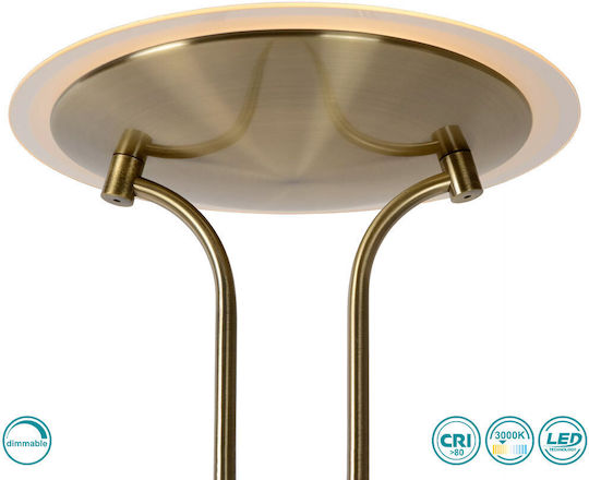 Lucide Lightning LED Floor Lamp H180xW25.4cm. with Warm White Light 1600lm Gold