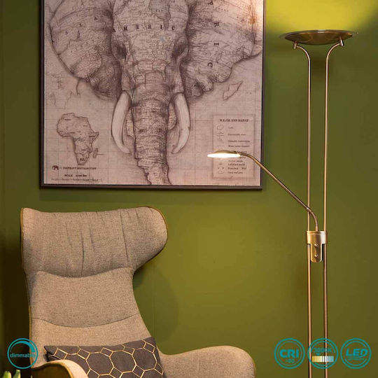 Lucide Lightning LED Floor Lamp H180xW25.4cm. with Warm White Light 1600lm Gold