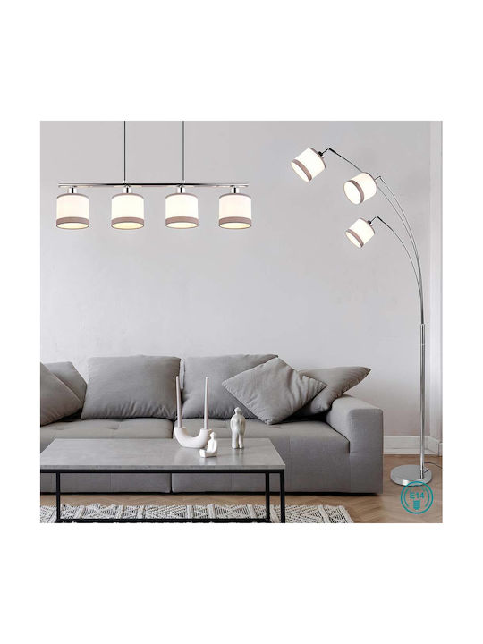 Trio Lighting Davos Подова Лампа В185xД12см. с Цокъл за Крушка E14 Бял