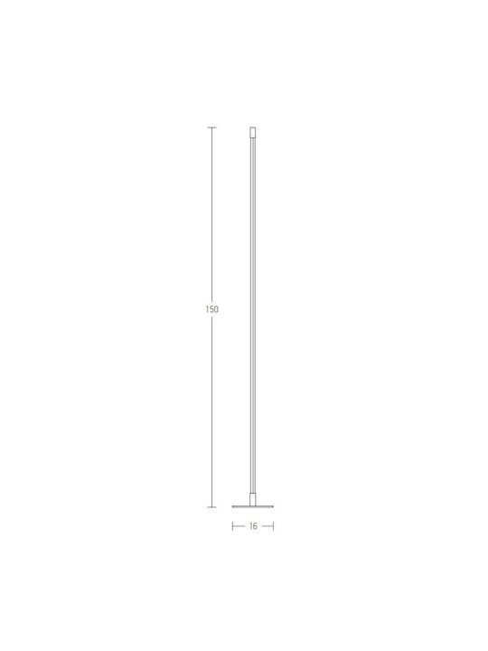 Zambelis Lights Lampa de podea Î150xL1.6cm. cu Soclu pentru Bec E27 Negru