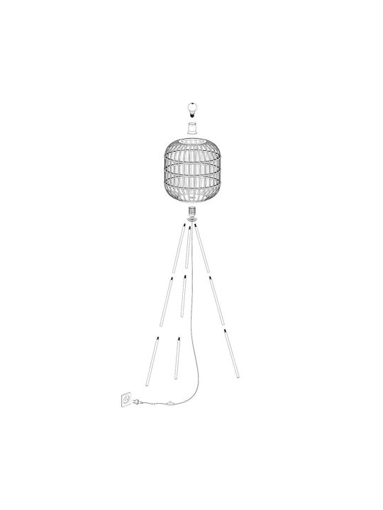 Eglo Bordesley Vintage Floor Lamp H139xW35cm. with Socket for Bulb E27 Black
