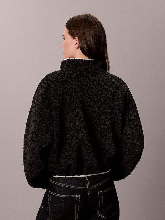 Long Women's Sweatshirt Cardigan Black