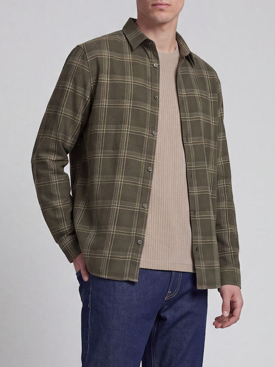 Long Sleeve Checked Khaki Shirt 12301726-Forest Night