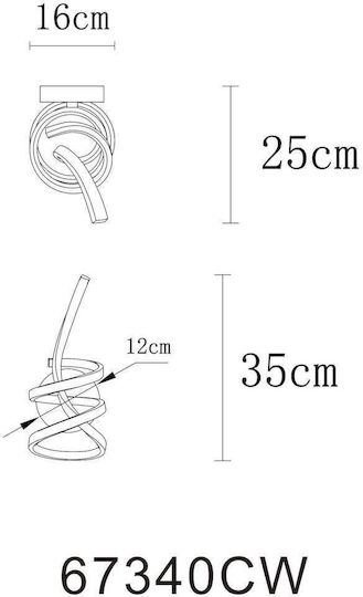 Globo Lighting Wandleuchte mit Integrierter LED und Warmes Weiß Licht Silber 20x35cm
